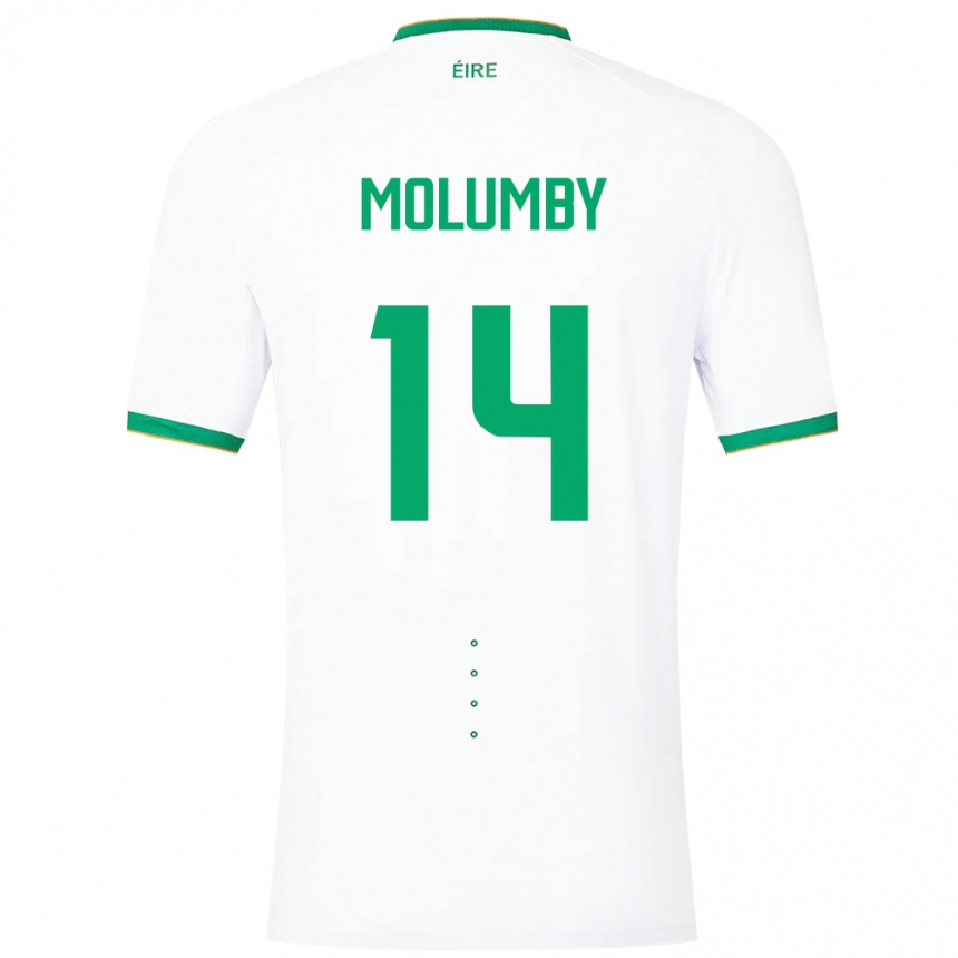 Niño Fútbol Camiseta Irlanda Jayson Molumby #14 Blanco 2ª Equipación 24-26 Argentina