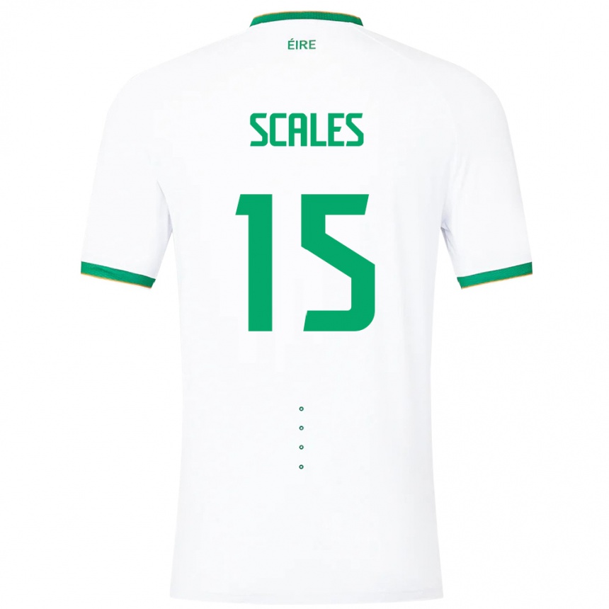 Niño Fútbol Camiseta Irlanda Liam Scales #15 Blanco 2ª Equipación 24-26 Argentina