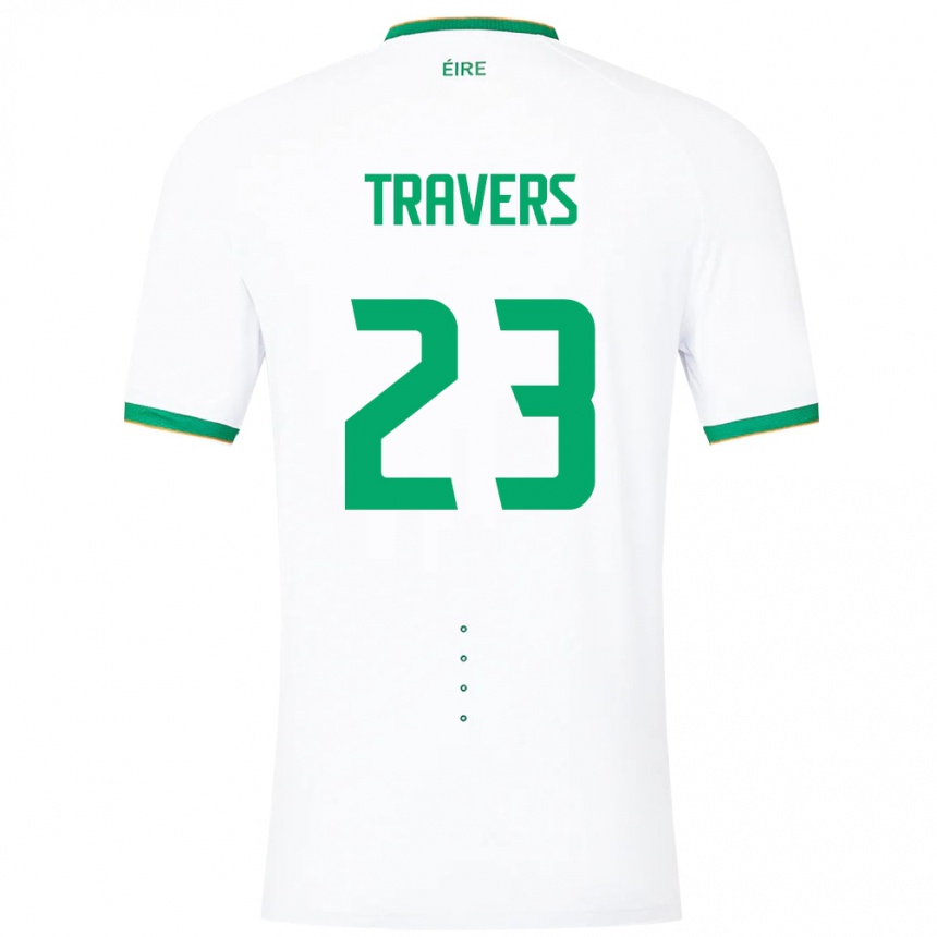 Niño Fútbol Camiseta Irlanda Mark Travers #23 Blanco 2ª Equipación 24-26 Argentina