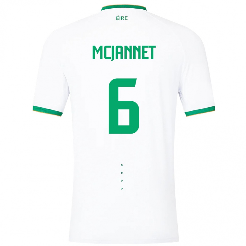 Niño Fútbol Camiseta Irlanda Ed Mcjannet #6 Blanco 2ª Equipación 24-26 Argentina