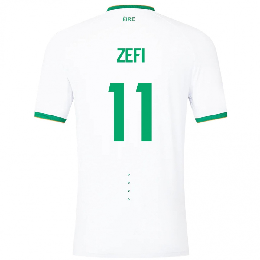 Niño Fútbol Camiseta Irlanda Kevin Zefi #11 Blanco 2ª Equipación 24-26 Argentina