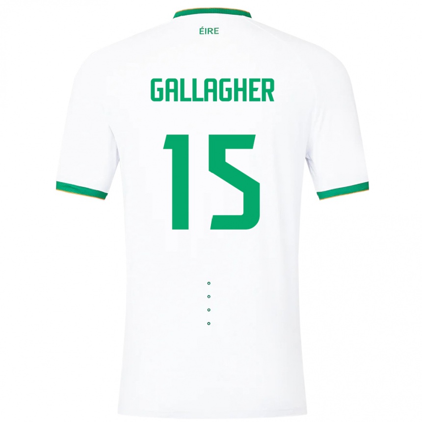 Niño Fútbol Camiseta Irlanda Oisín Gallagher #15 Blanco 2ª Equipación 24-26 Argentina