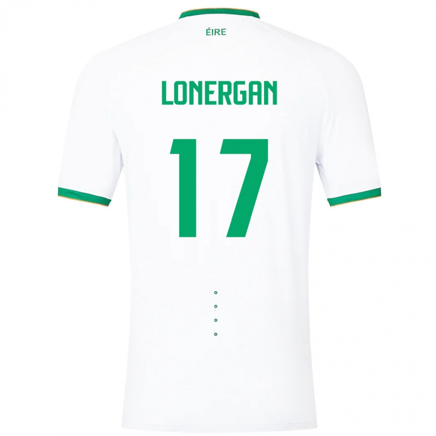 Niño Fútbol Camiseta Irlanda Tom Lonergan #17 Blanco 2ª Equipación 24-26 Argentina