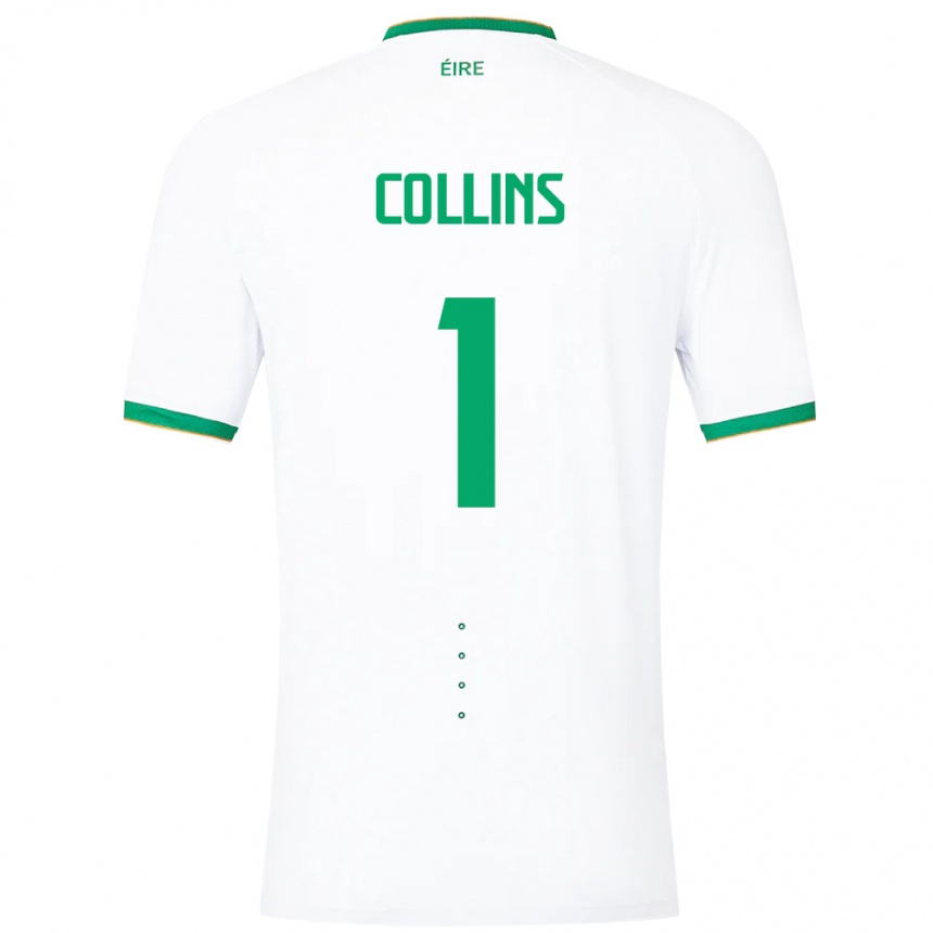 Niño Fútbol Camiseta Irlanda Joe Collins #1 Blanco 2ª Equipación 24-26 Argentina