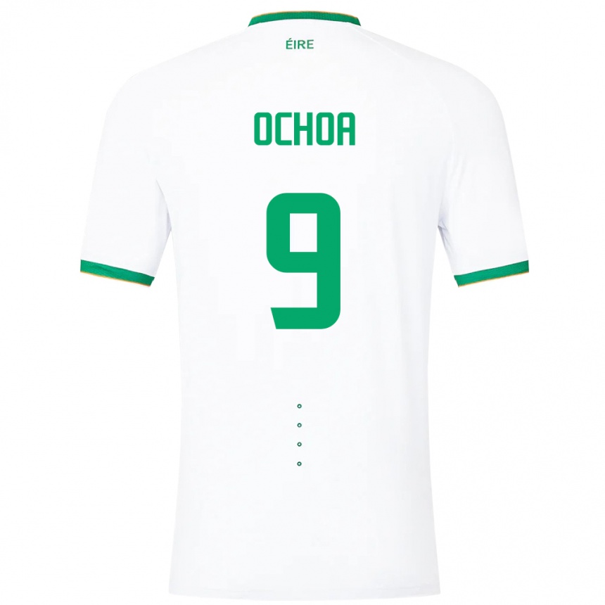 Niño Fútbol Camiseta Irlanda Aarón Ochoa #9 Blanco 2ª Equipación 24-26 Argentina