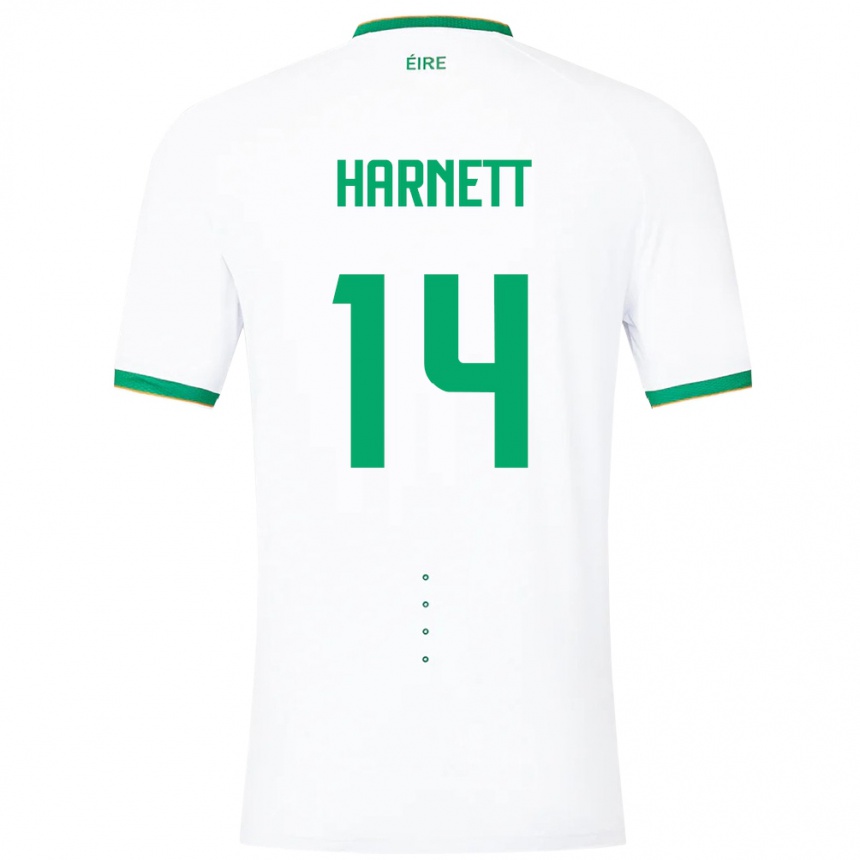 Niño Fútbol Camiseta Irlanda Kaylem Harnett #14 Blanco 2ª Equipación 24-26 Argentina