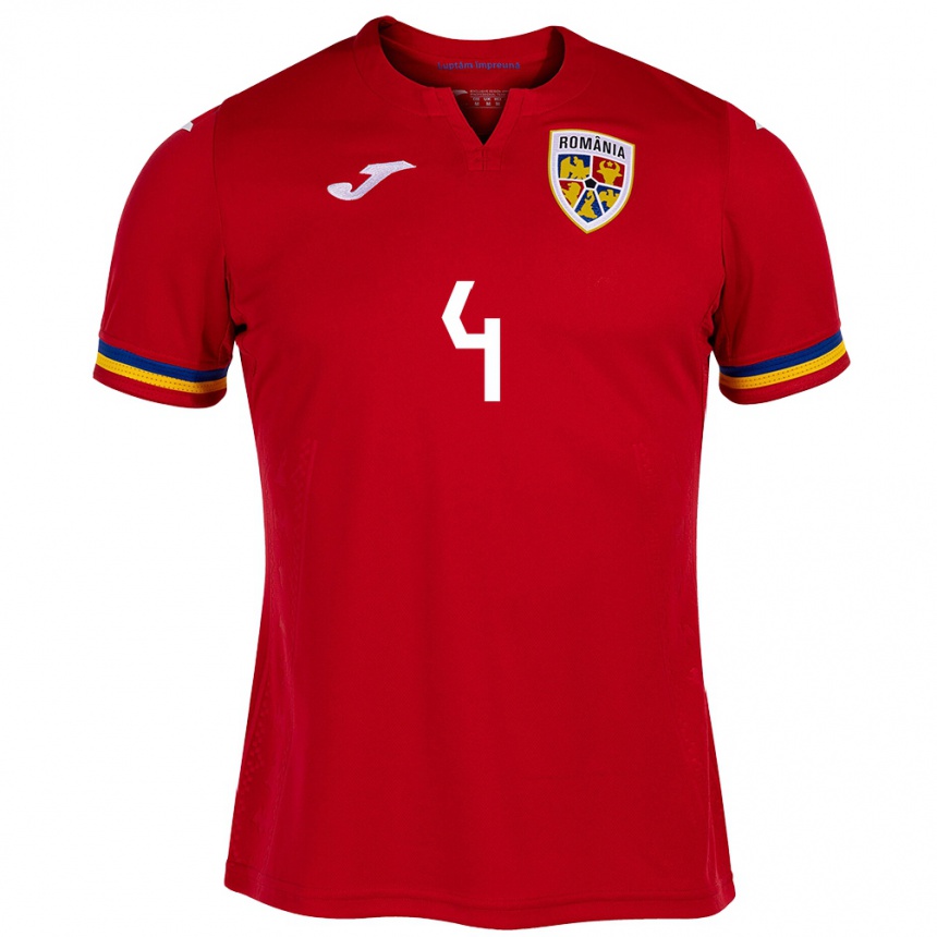 Niño Fútbol Camiseta Rumania Ștefan Duțu #4 Rojo 2ª Equipación 24-26 Argentina