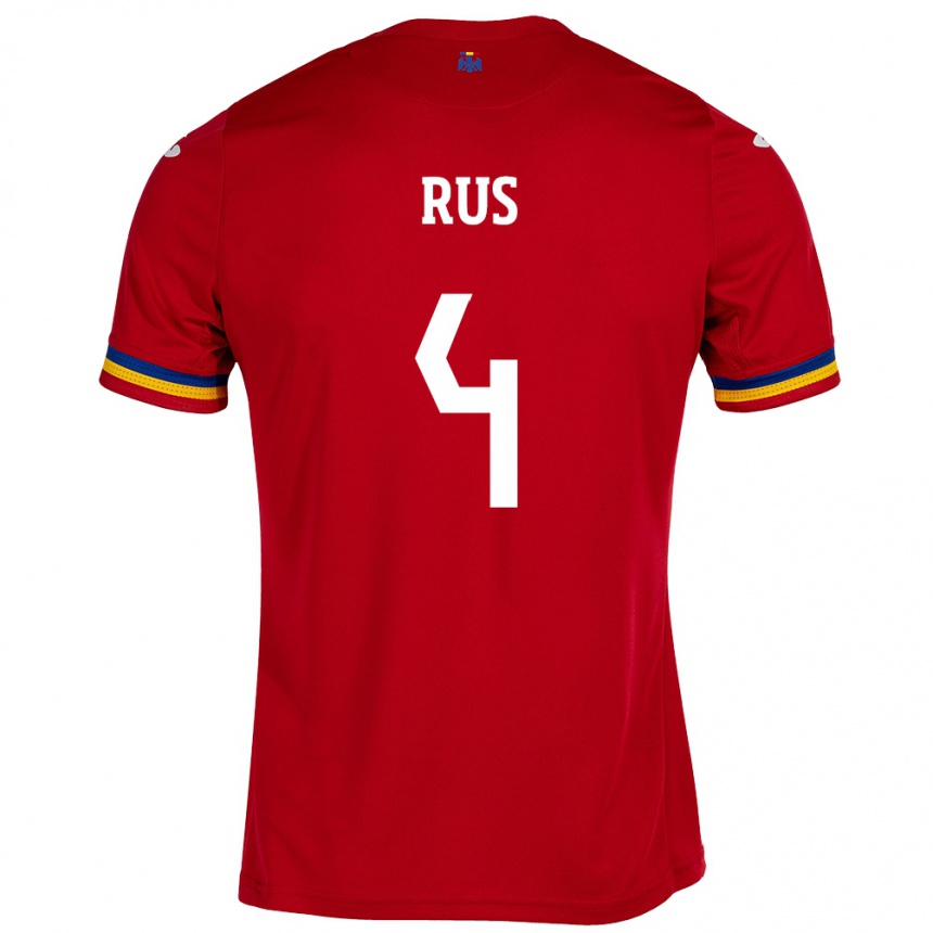 Niño Fútbol Camiseta Rumania Adrian Rus #4 Rojo 2ª Equipación 24-26 Argentina