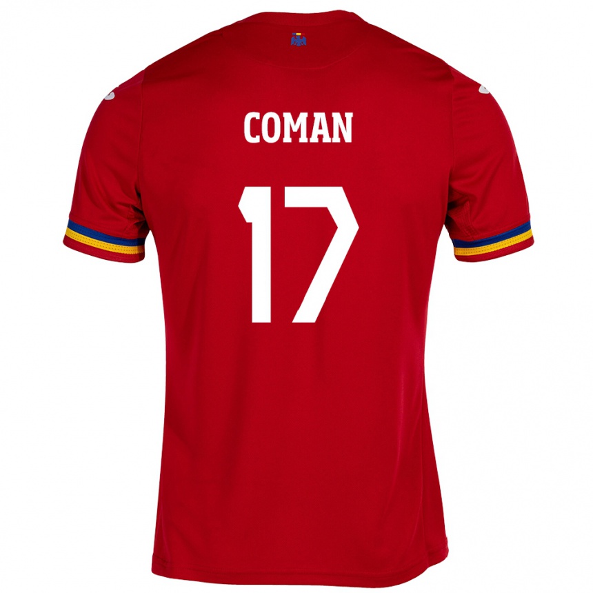 Niño Fútbol Camiseta Rumania Florinel Coman #17 Rojo 2ª Equipación 24-26 Argentina