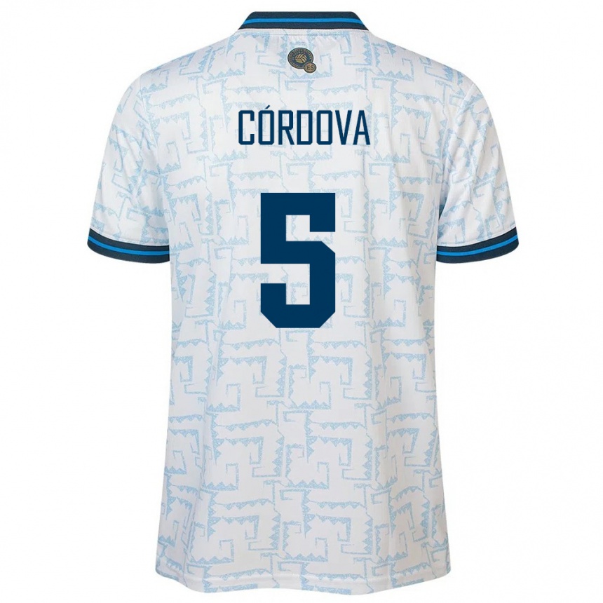 Niño Fútbol Camiseta El Salvador Edwin Córdova #5 Blanco 2ª Equipación 24-26 Argentina