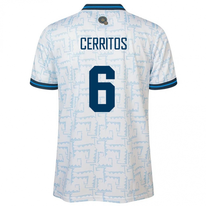 Niño Fútbol Camiseta El Salvador Mauricio Cerritos #6 Blanco 2ª Equipación 24-26 Argentina