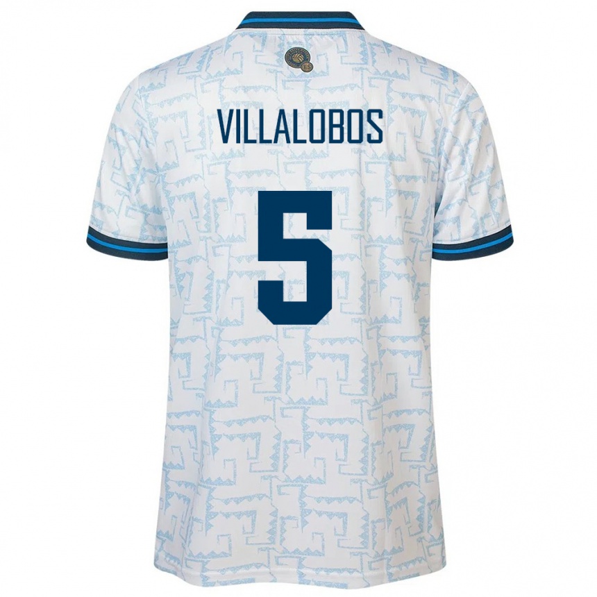 Niño Fútbol Camiseta El Salvador Kristian Villalobos #5 Blanco 2ª Equipación 24-26 Argentina