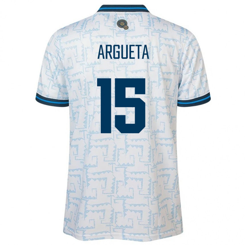 Niño Fútbol Camiseta El Salvador Germán Argueta #15 Blanco 2ª Equipación 24-26 Argentina