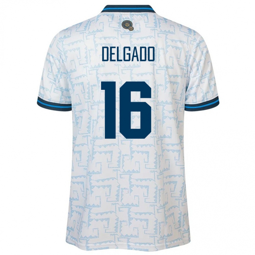 Niño Fútbol Camiseta El Salvador Vasthy Delgado #16 Blanco 2ª Equipación 24-26 Argentina