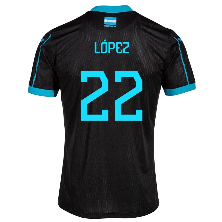 Niño Fútbol Camiseta Honduras Luis López #22 Negro 2ª Equipación 24-26 Argentina