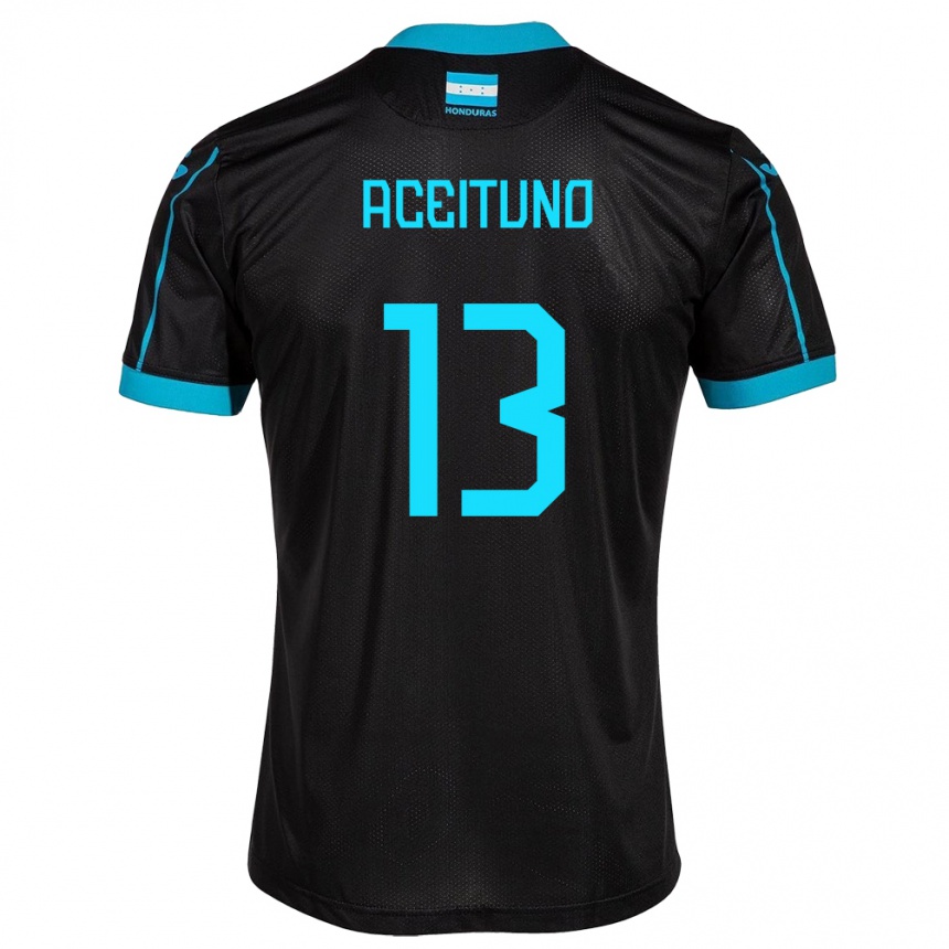 Niño Fútbol Camiseta Honduras Marco Aceituno #13 Negro 2ª Equipación 24-26 Argentina