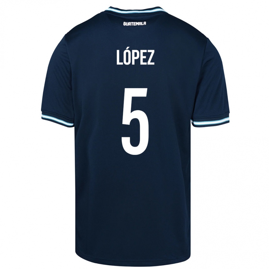 Niño Fútbol Camiseta Guatemala Jeffery López #5 Azul 2ª Equipación 24-26 Argentina