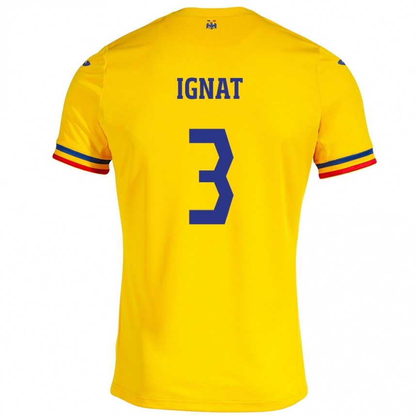 Hombre Fútbol Camiseta Rumania Cristian Ignat #3 Amarillo 1ª Equipación 24-26 Argentina