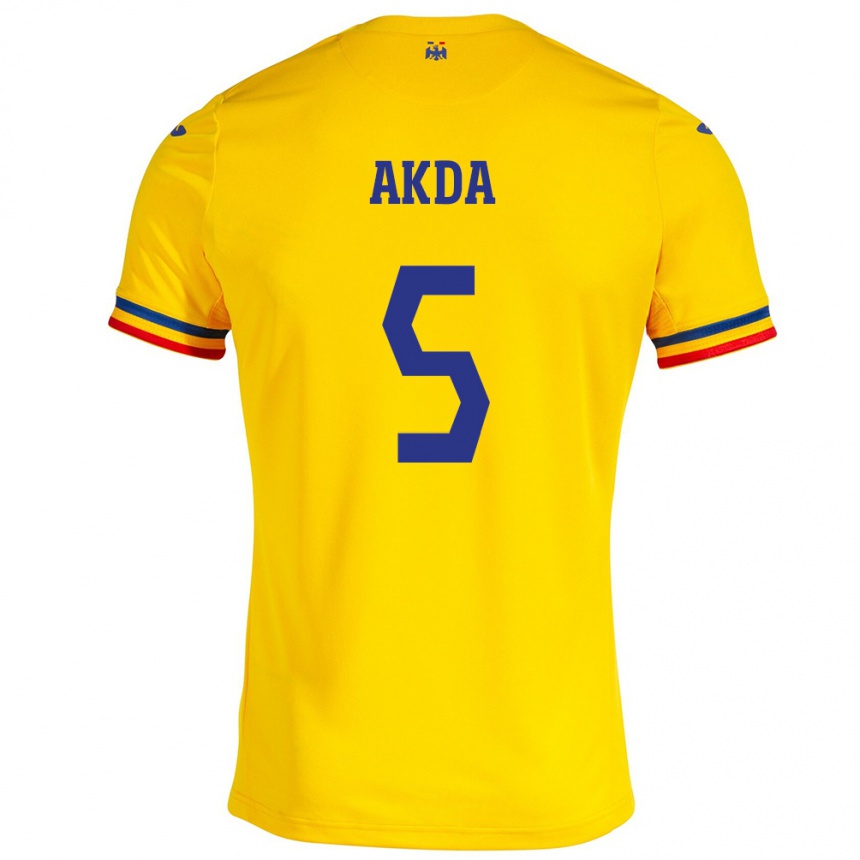 Hombre Fútbol Camiseta Rumania Ümit Akdağ #5 Amarillo 1ª Equipación 24-26 Argentina