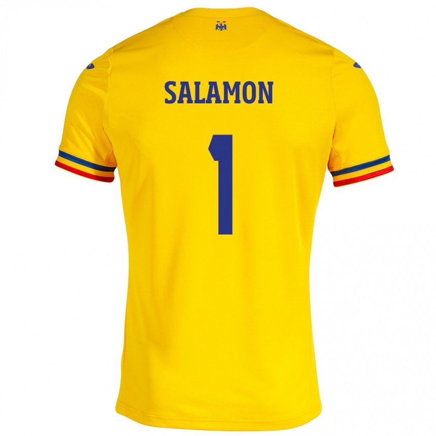 Hombre Fútbol Camiseta Rumania Szidonia Salamon #1 Amarillo 1ª Equipación 24-26 Argentina