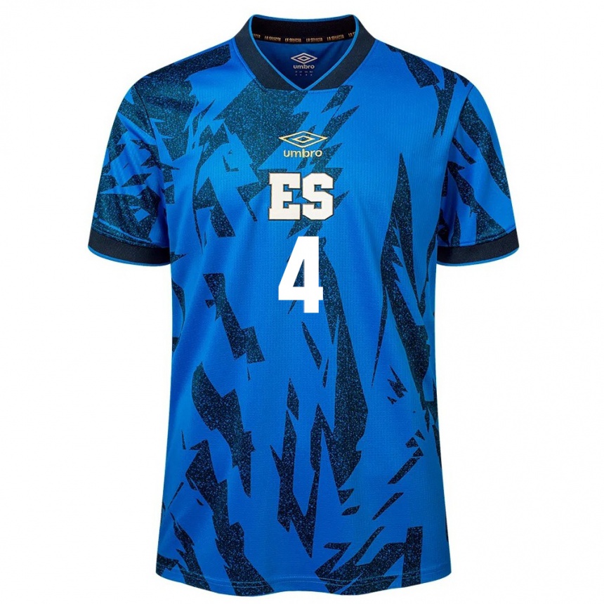 Hombre Fútbol Camiseta El Salvador Elaily Hernández #4 Azul 1ª Equipación 24-26 Argentina