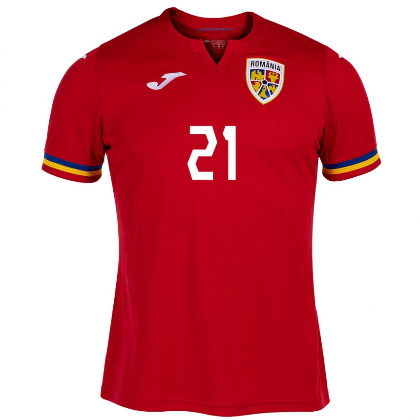 Hombre Fútbol Camiseta Rumania Olimpiu Moruţan #21 Rojo 2ª Equipación 24-26 Argentina