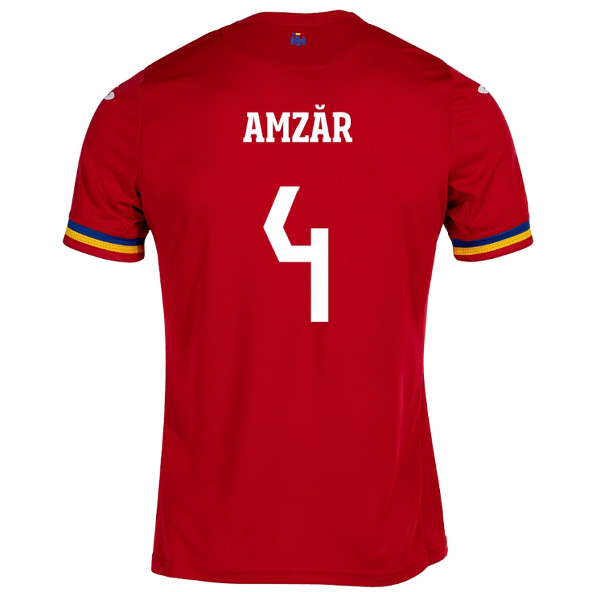 Hombre Fútbol Camiseta Rumania Costin Amzăr #4 Rojo 2ª Equipación 24-26 Argentina