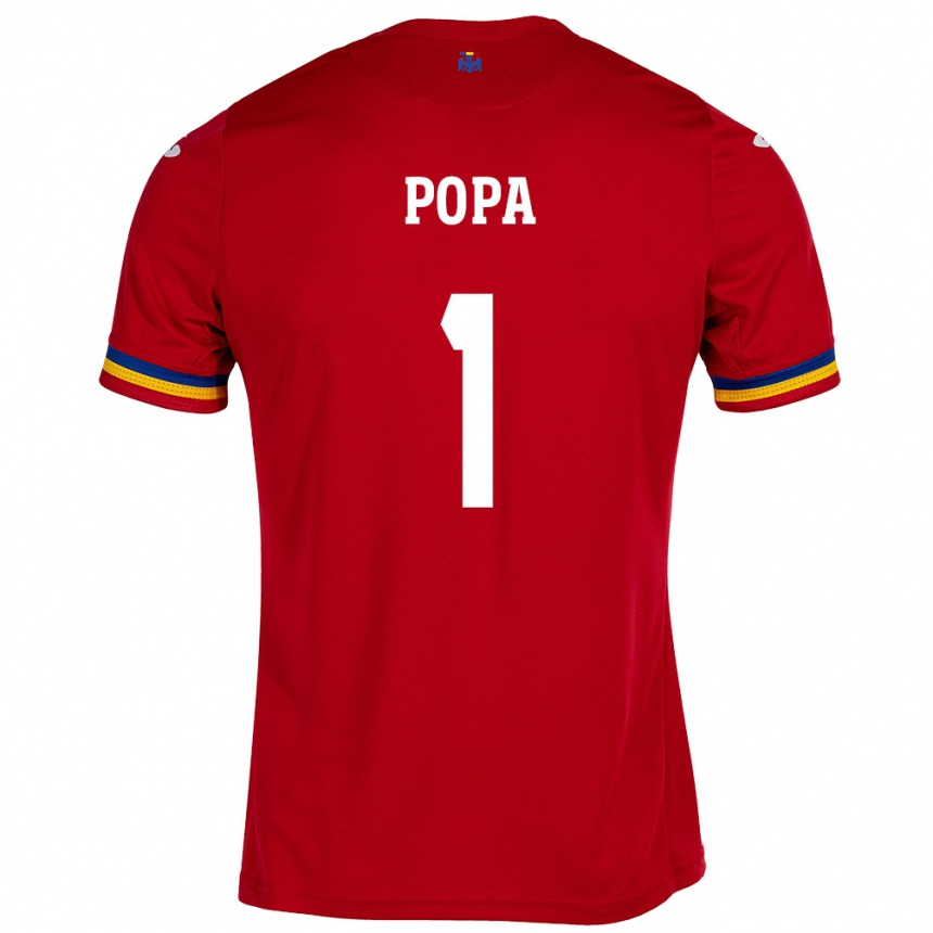 Hombre Fútbol Camiseta Rumania Robert Popa #1 Rojo 2ª Equipación 24-26 Argentina