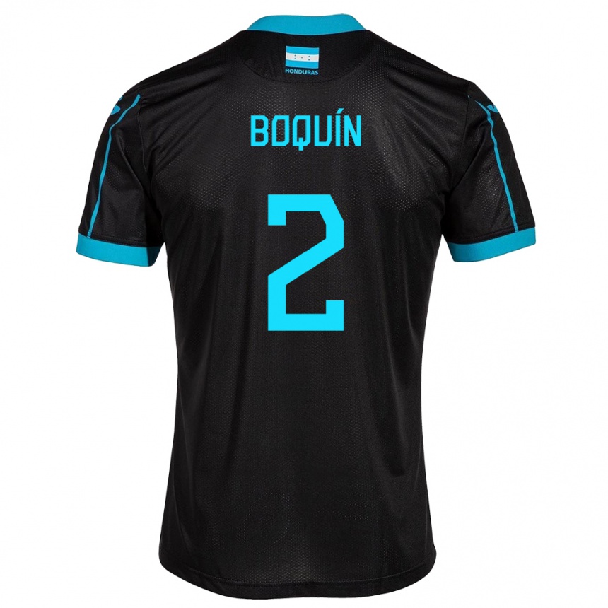 Hombre Fútbol Camiseta Honduras Stiven Boquín #2 Negro 2ª Equipación 24-26 Argentina