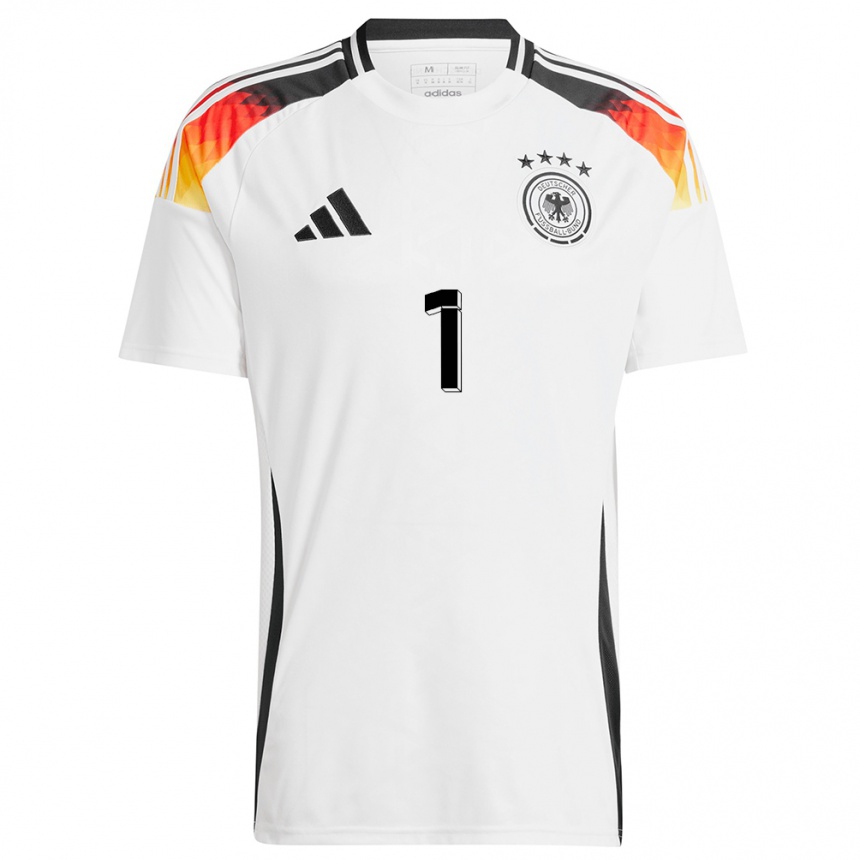 Niño Fútbol Camiseta Alemania Manuel Neuer #1 Blanco 1ª Equipación 24-26 Argentina