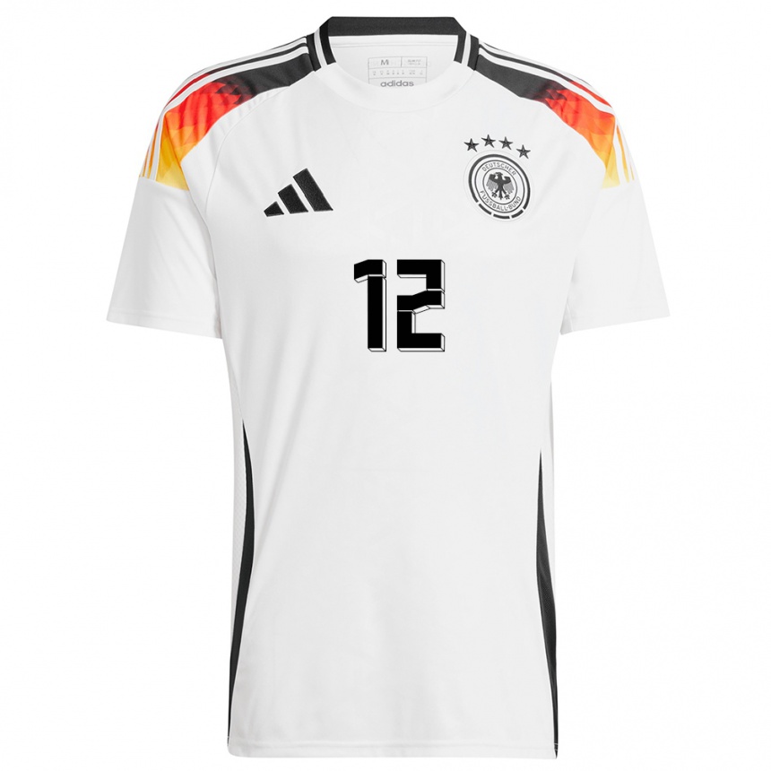 Niño Fútbol Camiseta Alemania Kevin Trapp #12 Blanco 1ª Equipación 24-26 Argentina