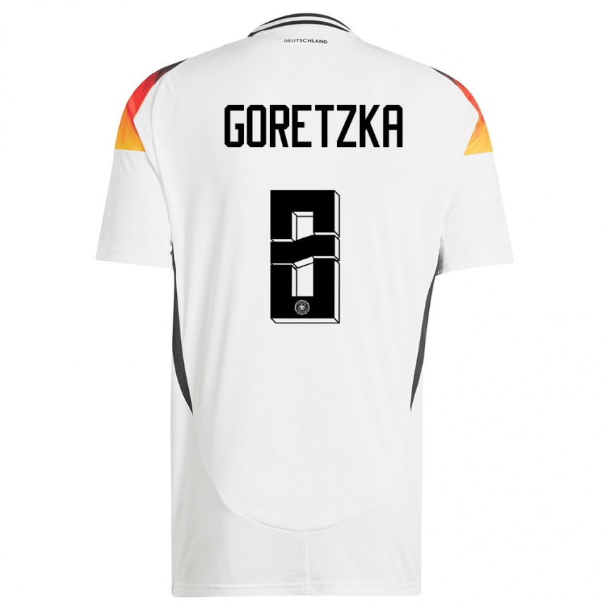 Niño Fútbol Camiseta Alemania Leon Goretzka #8 Blanco 1ª Equipación 24-26 Argentina