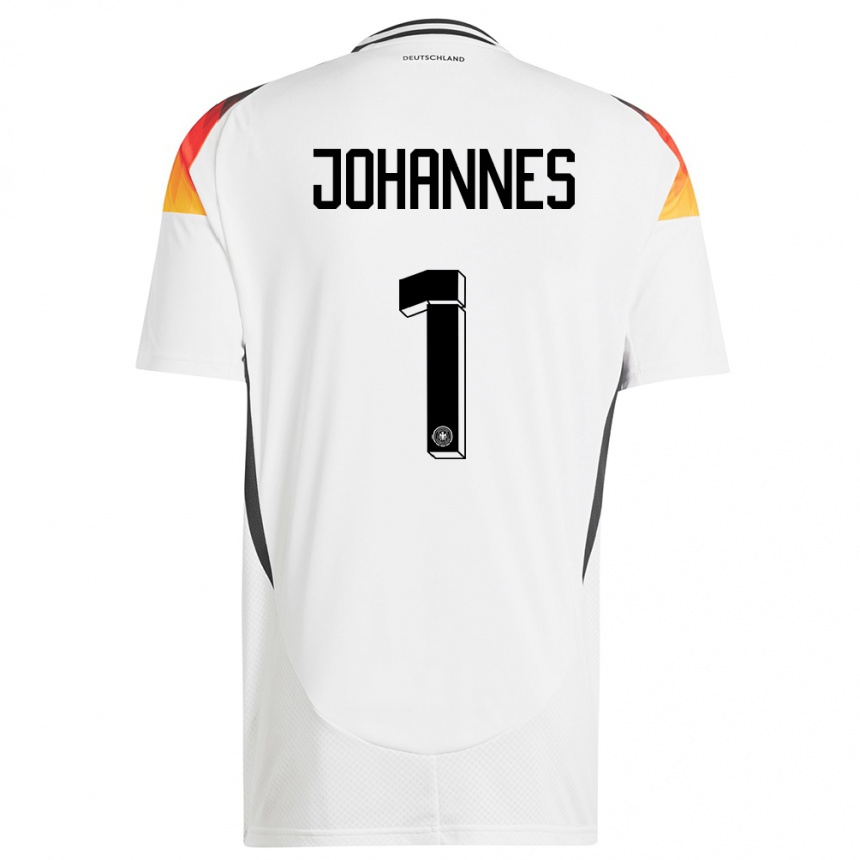 Niño Fútbol Camiseta Alemania Stina Johannes #1 Blanco 1ª Equipación 24-26 Argentina