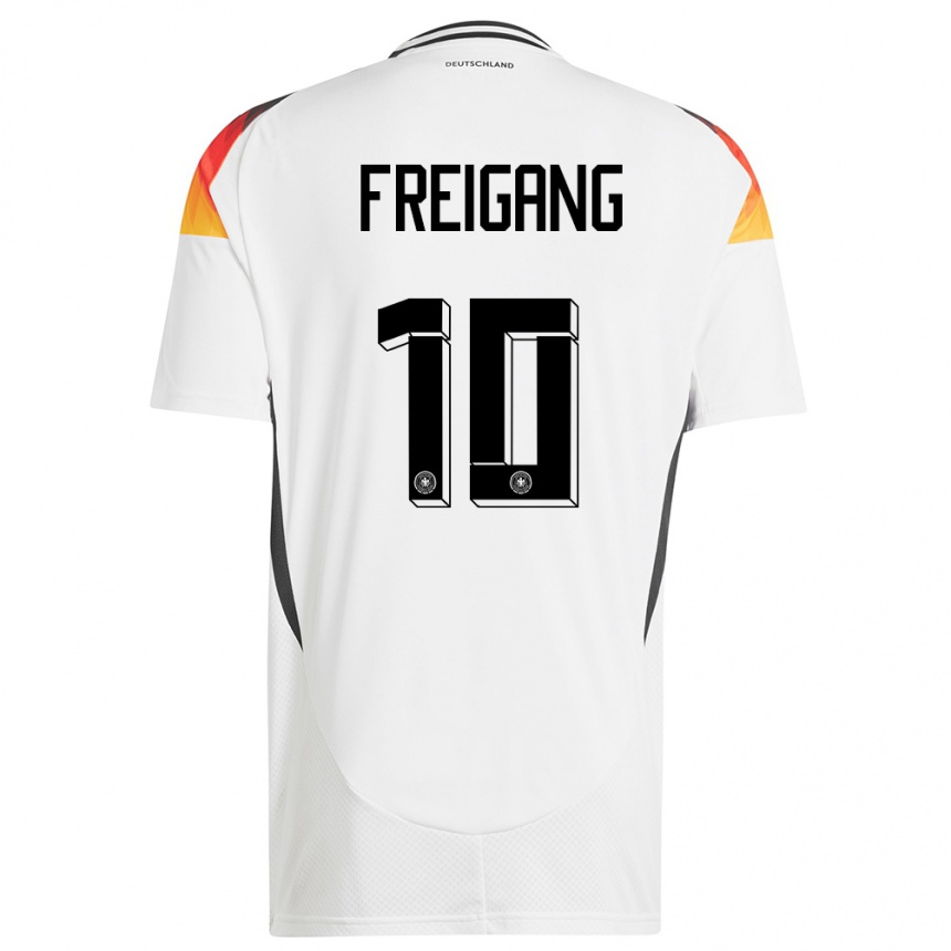 Niño Fútbol Camiseta Alemania Laura Freigang #10 Blanco 1ª Equipación 24-26 Argentina