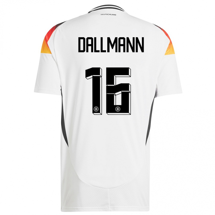 Niño Fútbol Camiseta Alemania Linda Dallmann #16 Blanco 1ª Equipación 24-26 Argentina