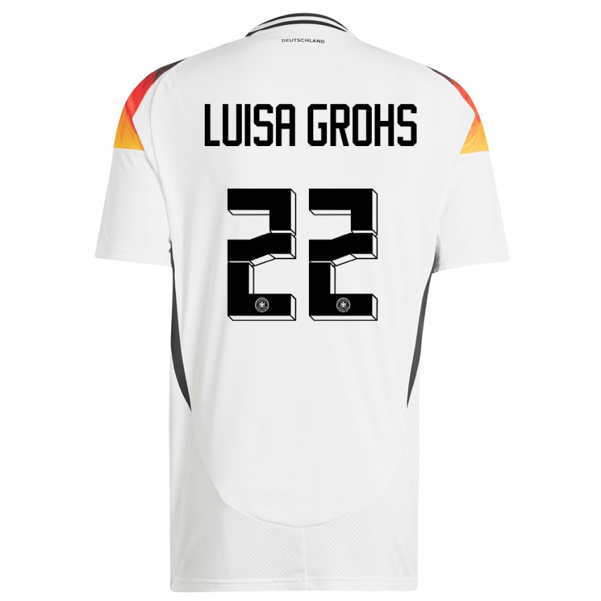 Niño Fútbol Camiseta Alemania Maria Luisa Grohs #22 Blanco 1ª Equipación 24-26 Argentina