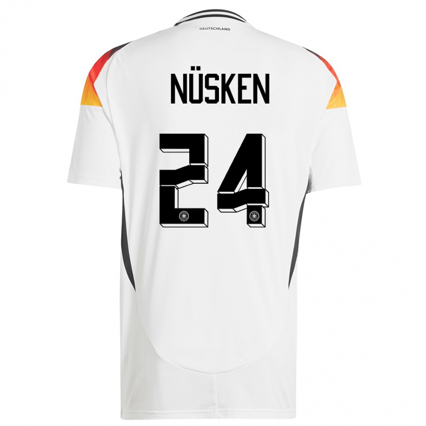 Niño Fútbol Camiseta Alemania Sjoeke Nusken #24 Blanco 1ª Equipación 24-26 Argentina