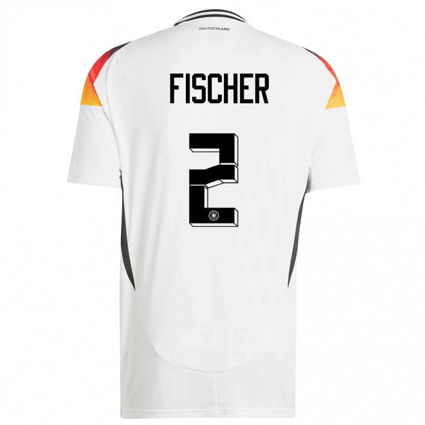 Niño Fútbol Camiseta Alemania Kilian Fischer #2 Blanco 1ª Equipación 24-26 Argentina