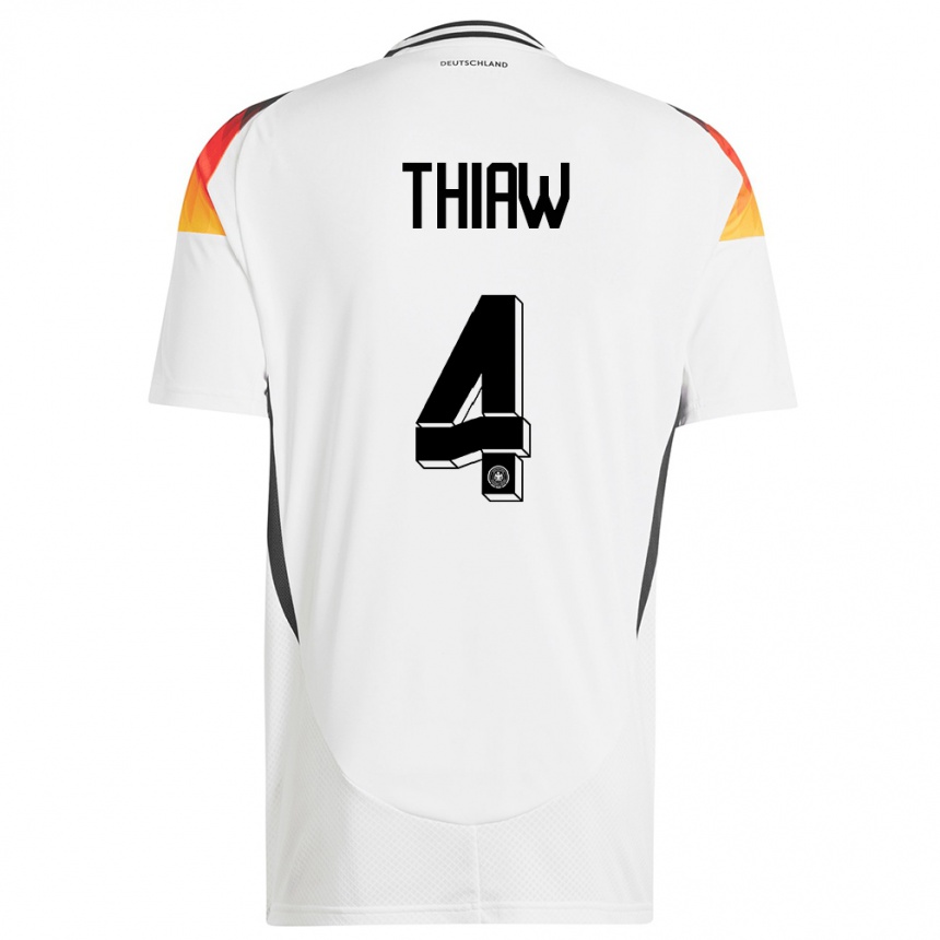 Niño Fútbol Camiseta Alemania Malick Thiaw #4 Blanco 1ª Equipación 24-26 Argentina