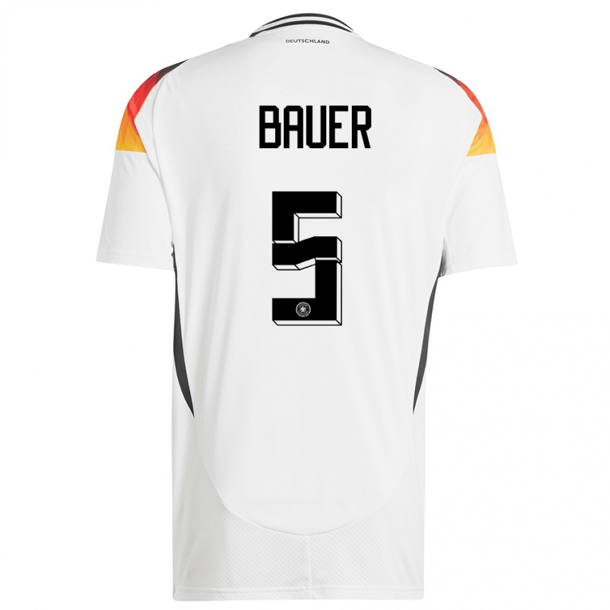 Niño Fútbol Camiseta Alemania Maximilian Bauer #5 Blanco 1ª Equipación 24-26 Argentina