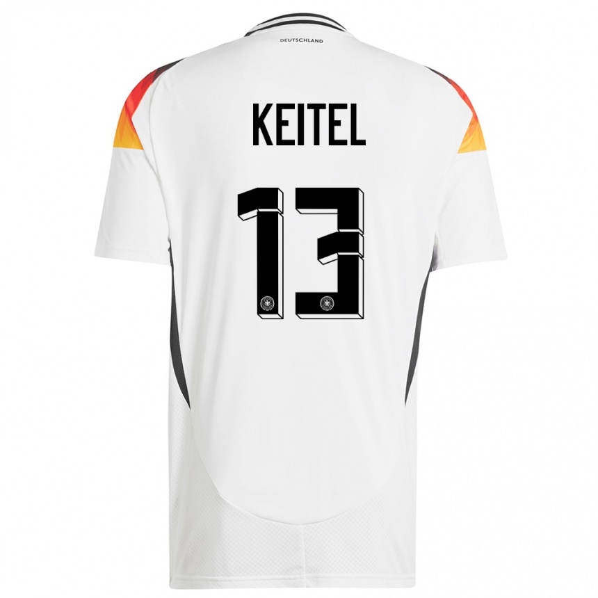 Niño Fútbol Camiseta Alemania Yannik Keitel #13 Blanco 1ª Equipación 24-26 Argentina