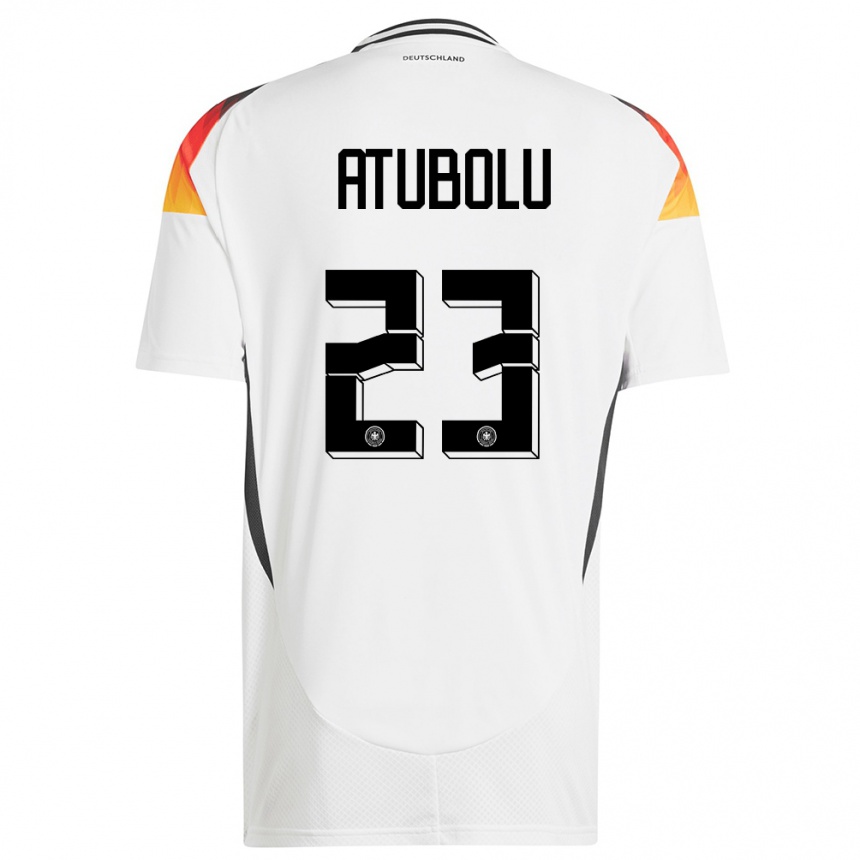 Niño Fútbol Camiseta Alemania Noah Atubolu #23 Blanco 1ª Equipación 24-26 Argentina