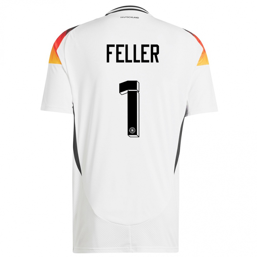 Niño Fútbol Camiseta Alemania Frank Feller #1 Blanco 1ª Equipación 24-26 Argentina