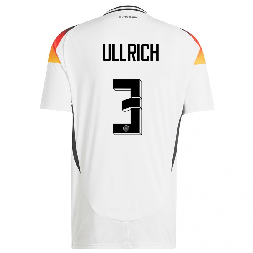 Niño Fútbol Camiseta Alemania Lukas Ullrich #3 Blanco 1ª Equipación 24-26 Argentina