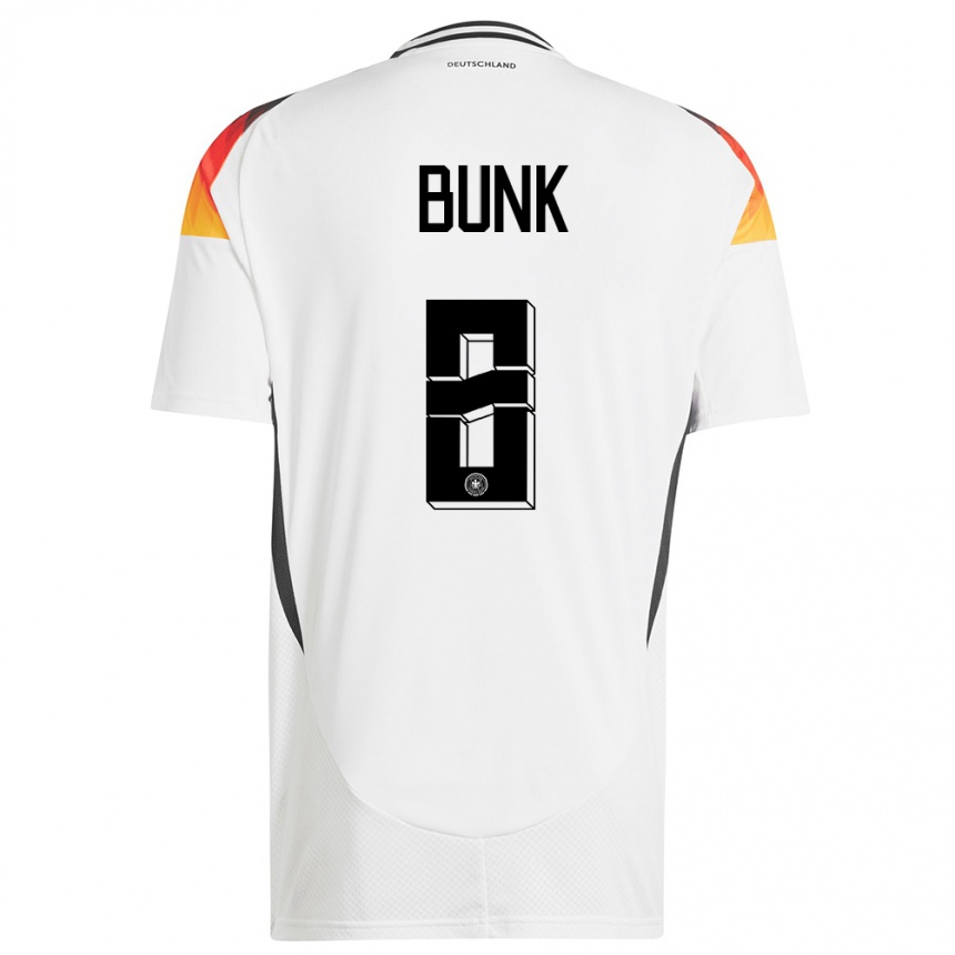 Niño Fútbol Camiseta Alemania Daniel Bunk #8 Blanco 1ª Equipación 24-26 Argentina