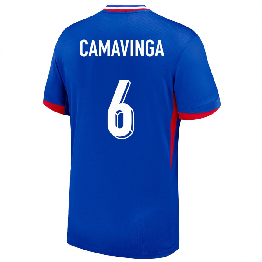 Niño Fútbol Camiseta Francia Eduardo Camavinga #6 Azul 1ª Equipación 24-26 Argentina