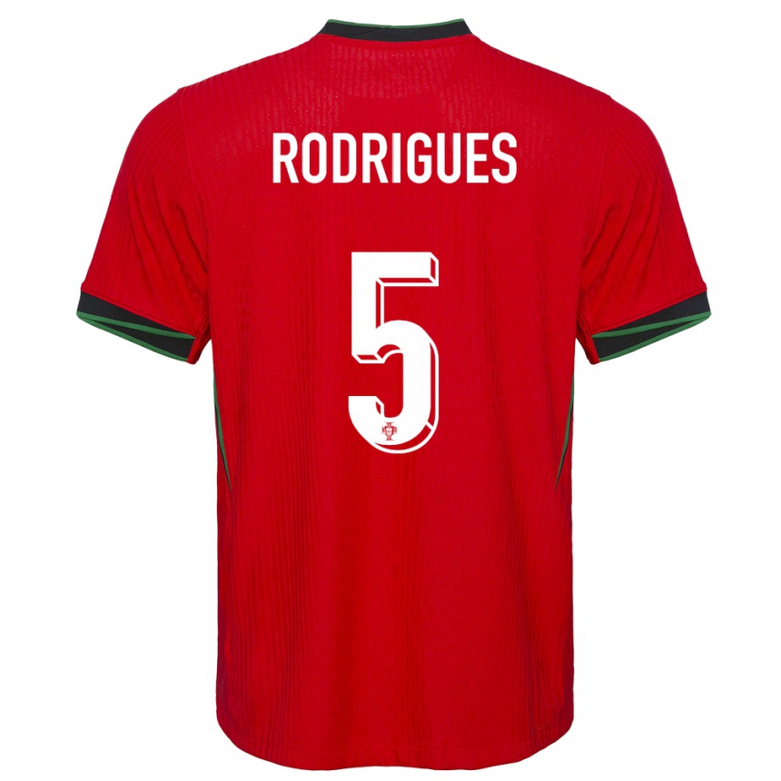 Niño Fútbol Camiseta Portugal Rafael Rodrigues #5 Rojo 1ª Equipación 24-26 Argentina