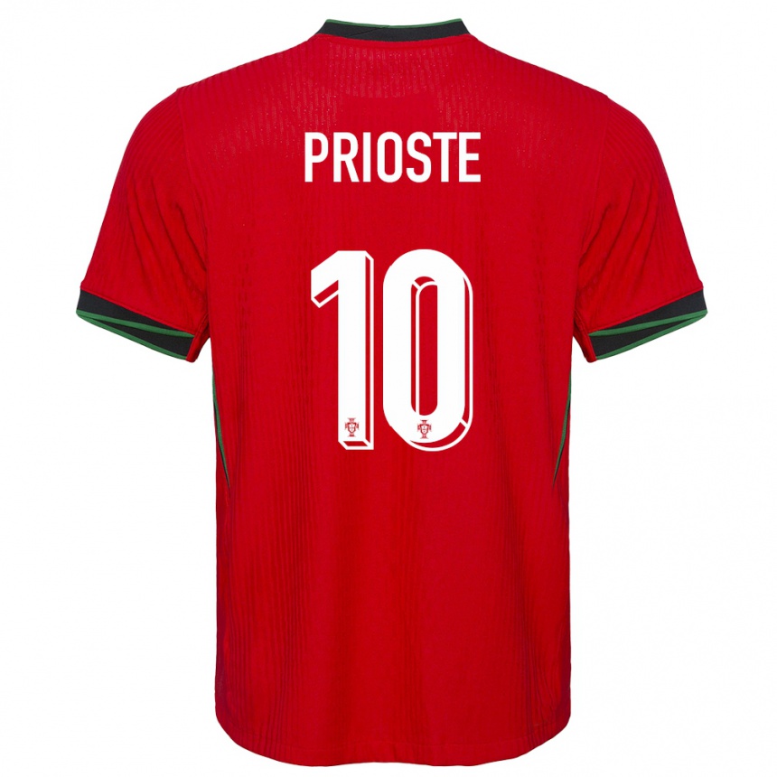 Niño Fútbol Camiseta Portugal Diogo Prioste #10 Rojo 1ª Equipación 24-26 Argentina