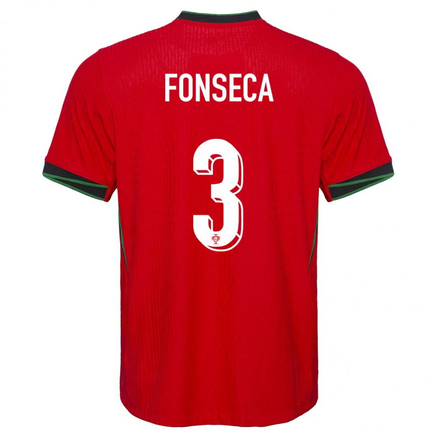 Niño Fútbol Camiseta Portugal Joao Fonseca #3 Rojo 1ª Equipación 24-26 Argentina