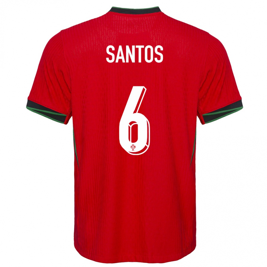 Niño Fútbol Camiseta Portugal Vasco Santos #6 Rojo 1ª Equipación 24-26 Argentina